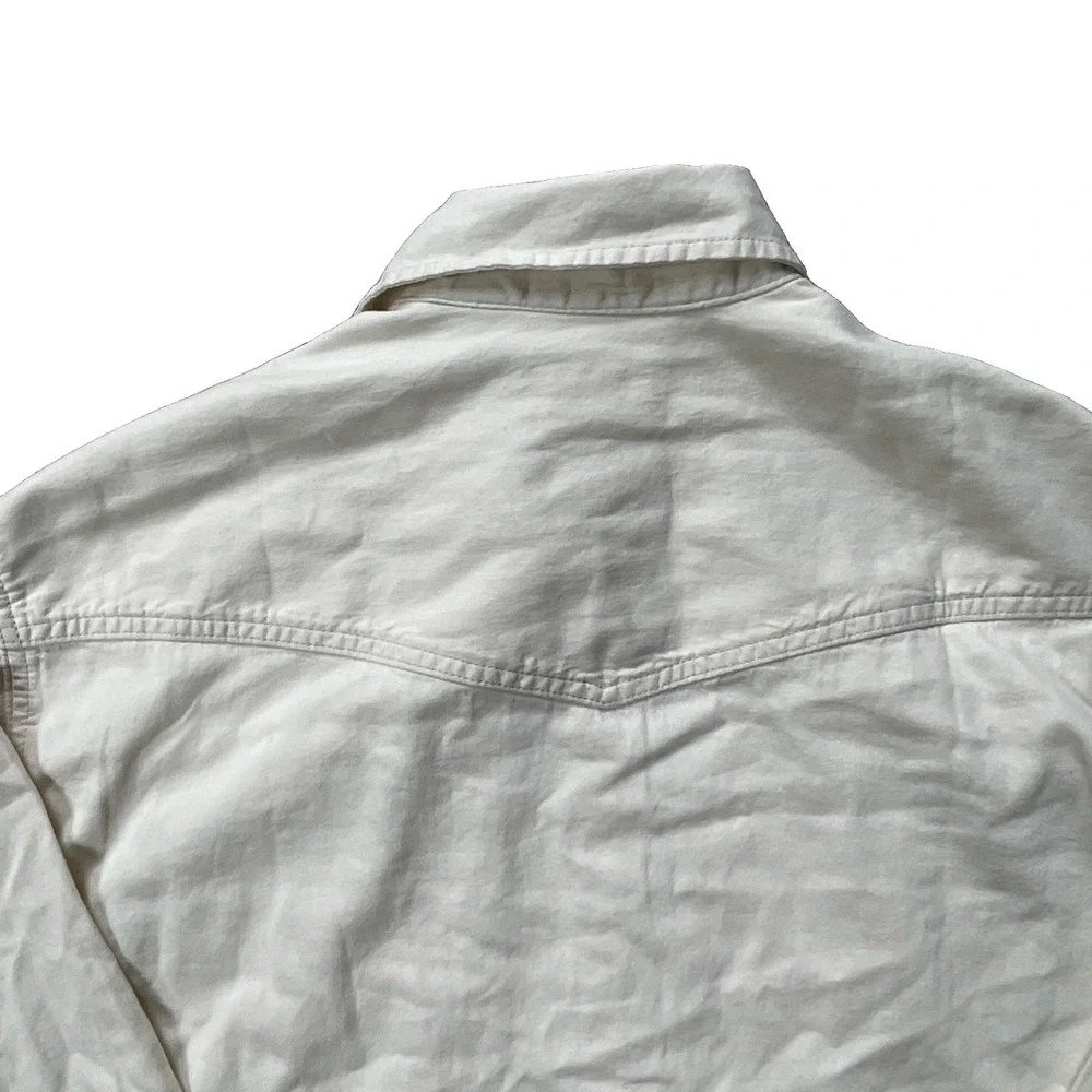 Levi's Stratus Company Men's M Western Pearl Snap Shirt Off White 100% Cotton